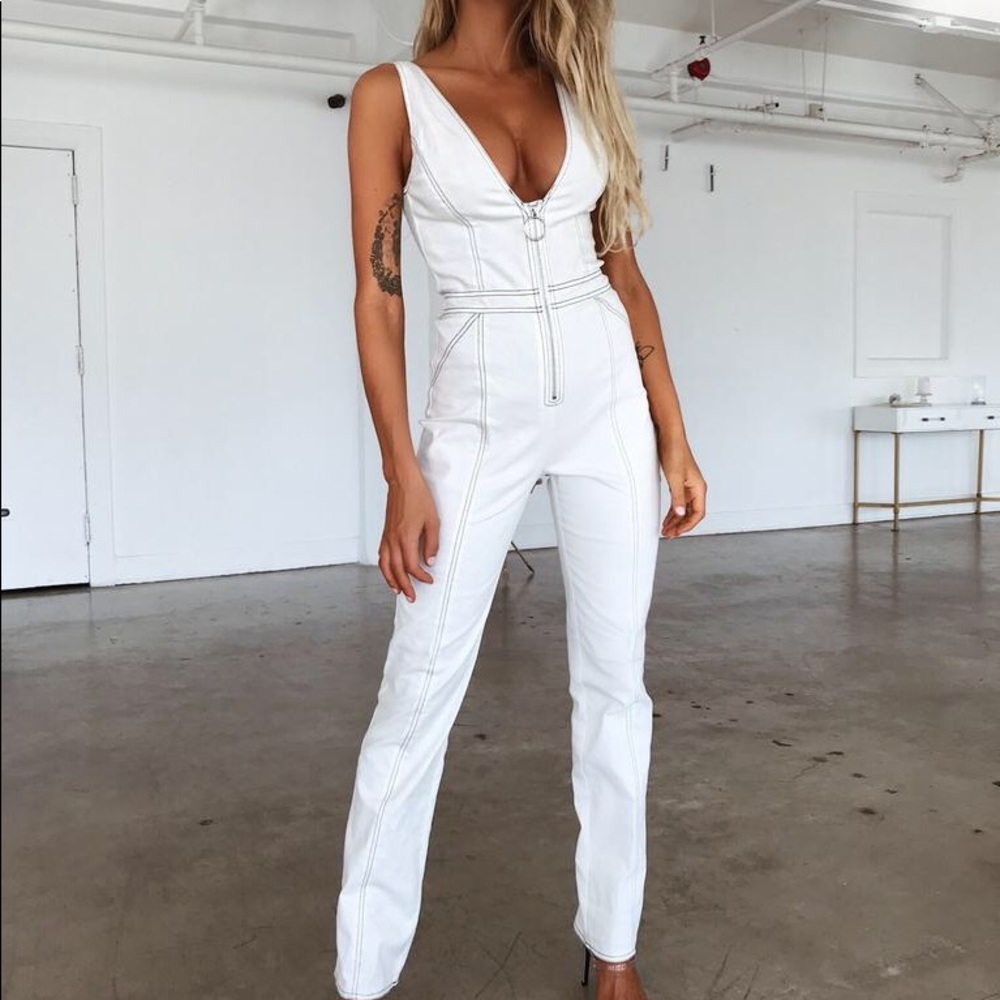 TigerMist Ava White Denim Jumpsuit